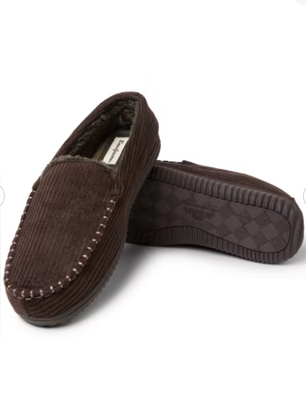 NWT Dearfoams Men's Niles Corduroy Memory Foam Moccasin Slippers 11-12